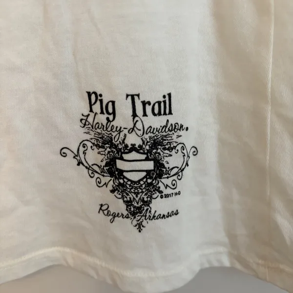 Harley Davidson L lattice Shirt Silver White Black‎ Pig Trail Rogers Arkansas - Image 2