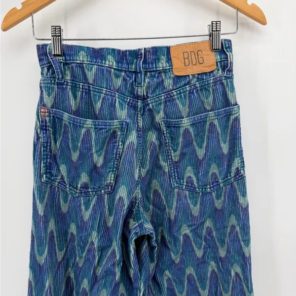 BDG Urban Outfitters High & Wide Blue Wave Corduroy Pants size 26 Y2K - Image 3