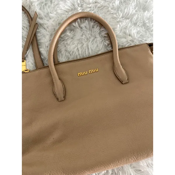 Miu‎ Miu Leather Cammeo Madras 2 Way Satchel Bag Handbag - Image 11