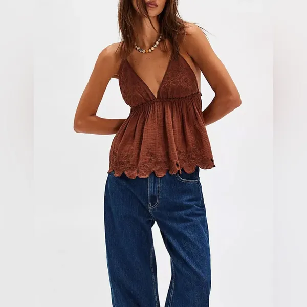 NWT Free People Sunny Days Cami - nutmeg brown - XS - Image 4