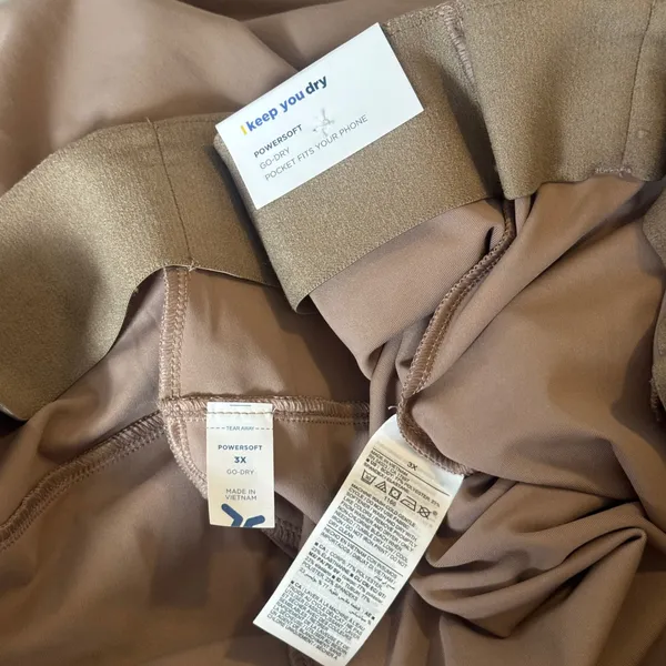 Old Navy PowerSoft Go-Dry Wide Leg Pants Tan Brown Plus Size‎ 3X High Waist New - Image 3