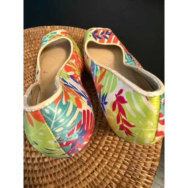 Tropical Peep Toe Platform Pumps Hawaiian‎ Leaf Print Multicolor Heels Size 9M - Image 12