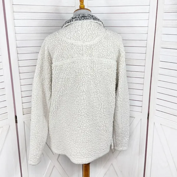 True Grit Faux Sherpa Jacket Women Small Beige Pullover Sherpa Quarter Zip Teddy - Image 4