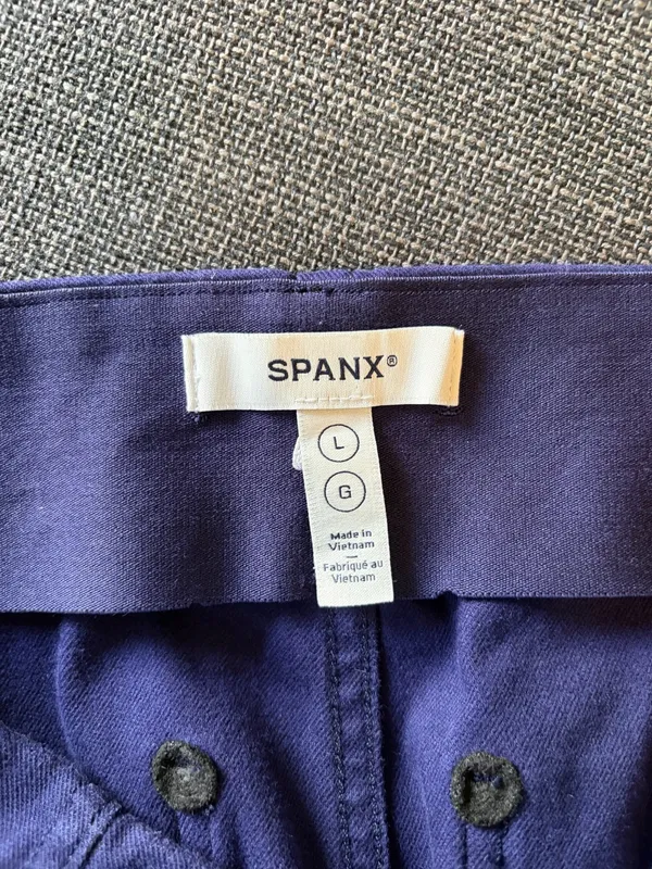 Spanx Stretch Twill Cropped Wide Leg Pant Lapis Blue Size Large L Trousers - Image 5
