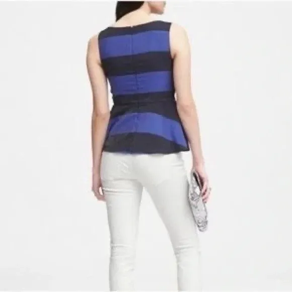Banana Republic‎ Womens Blue Navy Striped Peplum Sleeveless Top Size 6 NWT - Image 13