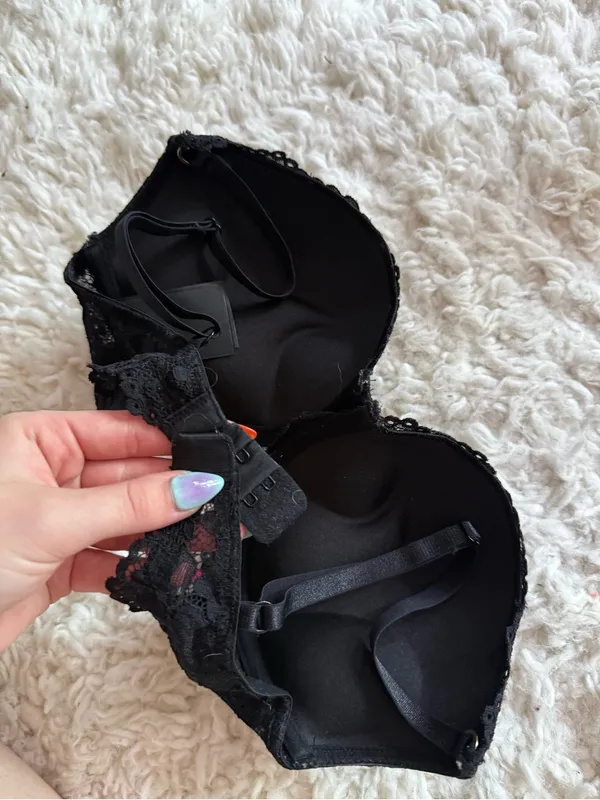 H&M Black Lace Double Push-Up Bra - Image 3