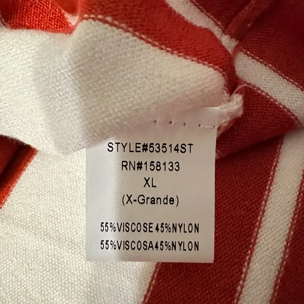 Pink Clover Red and White Valencia Curved Hem Striped Knit Top - NWOT - Size XL - Image 6
