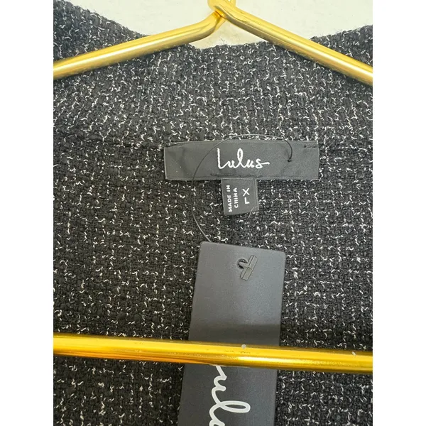 NWT Lulus Prepped Perfection Black White Tweed Trench Coat Size XL Quiet Luxury - Image 6