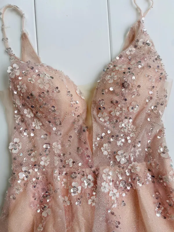 Narianna Pink 3D Floral Semi Formal Sparkle Dress, Size 4 - Image 3