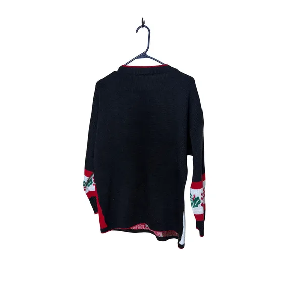 Vintage NutCracker Christmas Sweater Womens Medium Patchwork Metallic Tinsel USA Black - Image 7