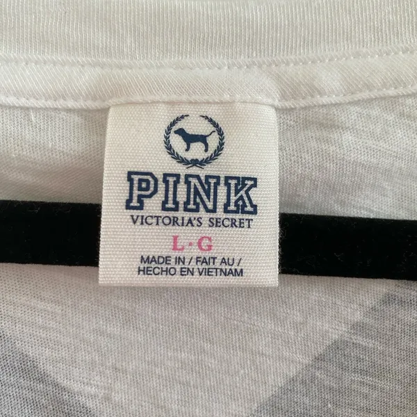 Victoria's Secret Pink White & Black Graphic Tee Size L New Without Tag - Image 4