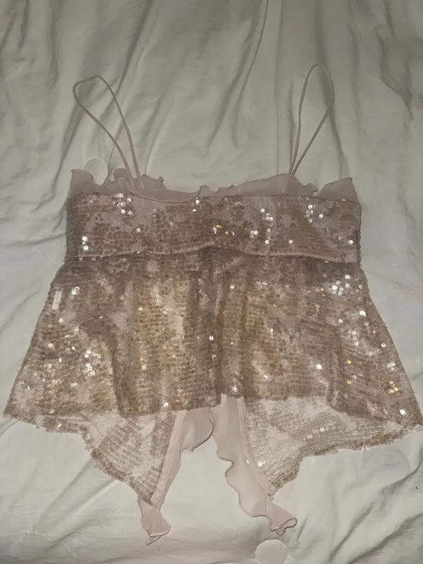 ZARA Sequin Ruffle Sheer Top - Image 3