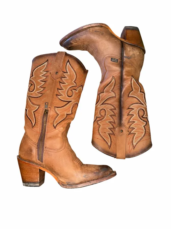 Reyme Brown Leather Cowboy Boots - Classic Western Style Size 5.5 - Image 3