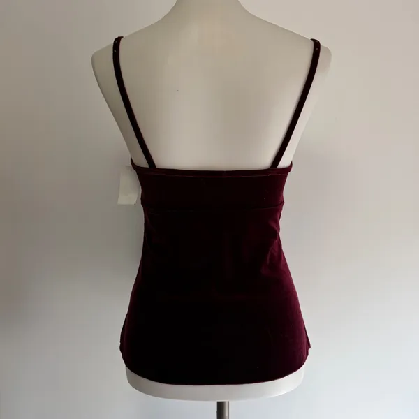Shameless Velvet Camisole Small Burgundy Studded V-Neck Y2K 90s Whisigoth Goth - Image 5