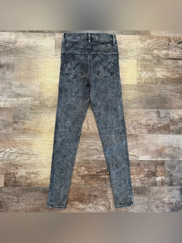 Levi's Mile High Charcoal Black Acid Wash High Rise Skinny Jeans 25 x 30 Goth Rock - Image 5