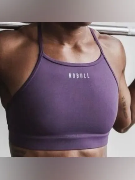 NOBULL High Neck Strappy Sports Bra Mauve Purple Reflective Logo Extra Small XS - Image 7