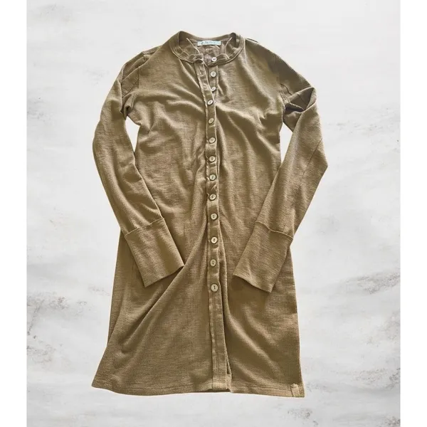 We The Free People Gia Cardi Long Ribbed‎ Sweater Dress Size Small Brown Tan - Image 3