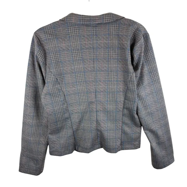 KAII Women Glen Plaid Single Button Blazer Gray Blue Pink Classic School Girl XL - Image 2
