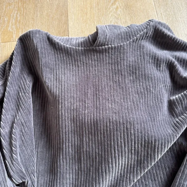 Aerie Gray Ribbed Hooded Sweatshirt - Image 3