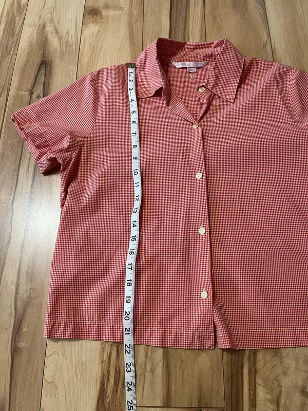 Victorias Secret Pajama Set Medium Orange Yellow Gingham Check Top & Crop Bottom - Image 3