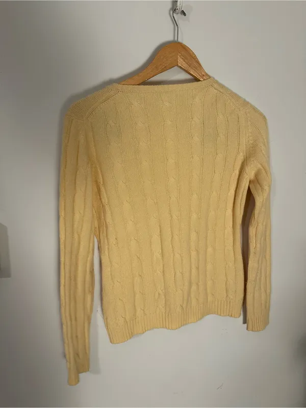 Cashmere Studio cashmere wool cable knit sweater yellow small - Image 4