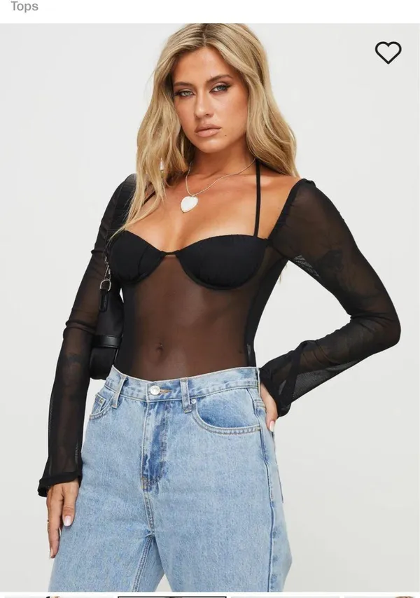 Princess Polly Sheer Black Bodysuit - Image 2