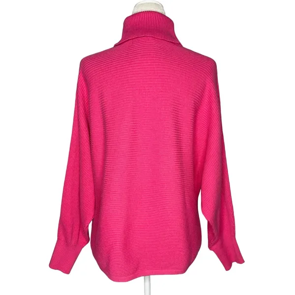 Old Navy Womens Pink Chunky Knit Turtleneck Sweater Large Relaxed Dolman Sleeve - Image 5