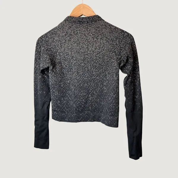 Lululemon Rest Less 1/4 Zip Pullover Black White Herringbone Size 4 Thumbholes - Image 3