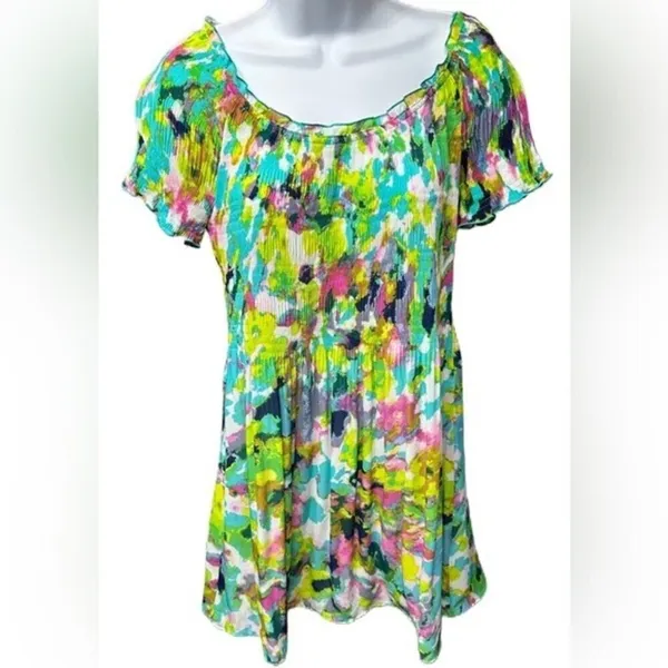 Allison Taylor Water Color Abstract Crinkle Top Size Medium Color Block‎ - Image 11