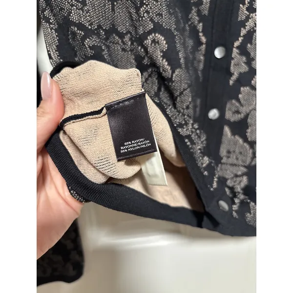 Ann Taylor Medium Black Tan Floral Cardigan Sweater - Image 6