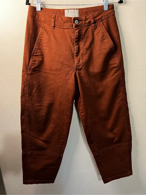 Everlane Utility Barrel Pants Rosewood Terracotta High Rise Wide Cropped Pants - Image 2