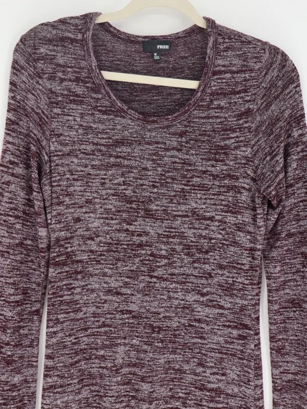 Wilfred Free Aritzia Dress Medoum Burgundy Marled Long Sleeve Scoop Neck Stretch - Image 2