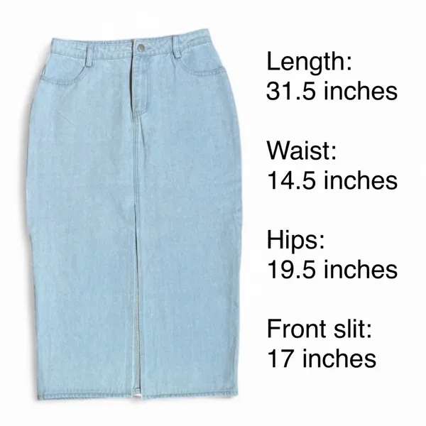 Le Lis Collection Light Wash Denim Midi Skirt with Front Slit - Size S - Image 3