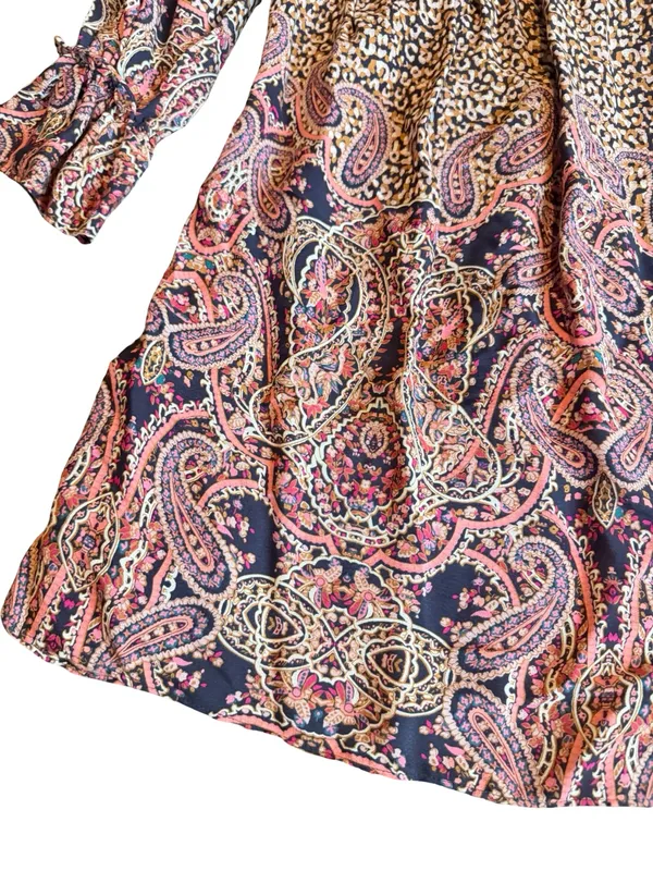 Maeve Anthropologie Milou Dress Cheetah Boho Mixed Print Peasant Flowy Medium - Image 5