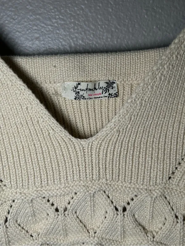Free People Neutral Crochet Knit Boho Cami Crop Top Women’s Size Large - Image 7