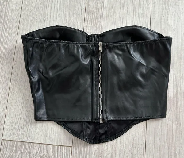 Leather corset top Black - Image 5