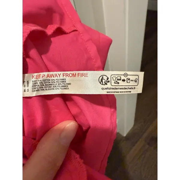 Daily Practice Anthropologie Women Mini Dress Magenta Hot Pink L Split Neck $98 - Image 7