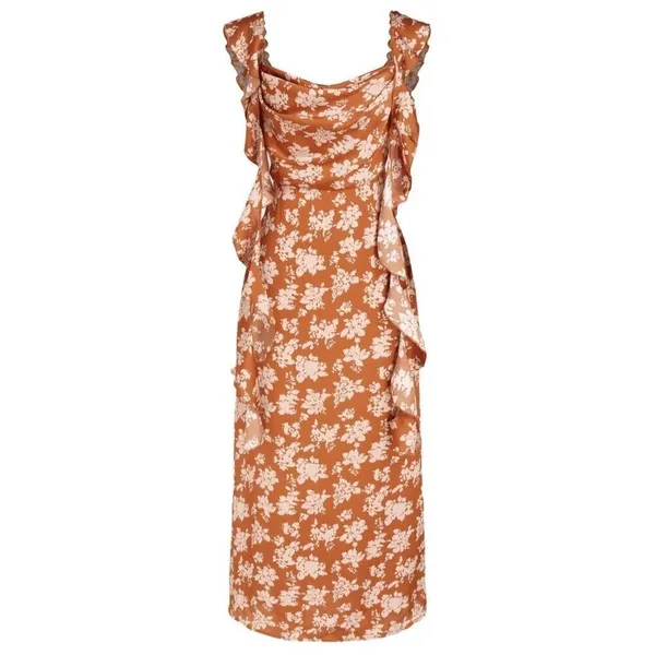 Nordstrom NWT Cider Woven Cowl Floral Ruffle Hem Maxi Dress Sz 6 - Image 6