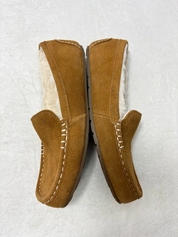 Koolaburra Chestnut Lezly Suede Moccasin Flats with Cream‎ Fur Lining Size 8 - Image 6