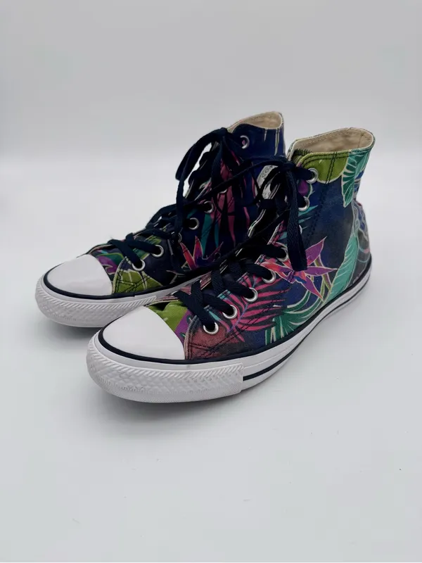 Converse Chuck Taylor High Top Tropical Floral Palm Sneakers Mens 8 Womens 10 - Image 2