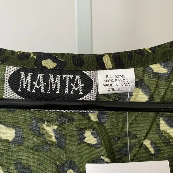 Mamta Rayon Boho Relaxed Lagenlook Animal Print Midi Dress One Size Green - Image 7