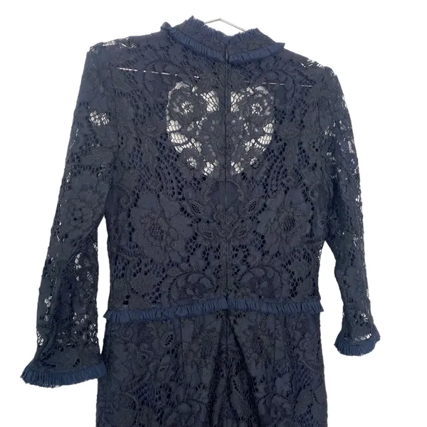 Alexis‎ Fiorenza Guipure Lace Navy Black Mock Neck Midi Length Dress - Image 6
