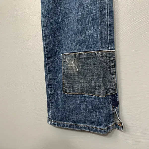 Joes Jeans Women Size 28 Patchwork Denim Blue Straight Buttonfly Festival Grunge - Image 6
