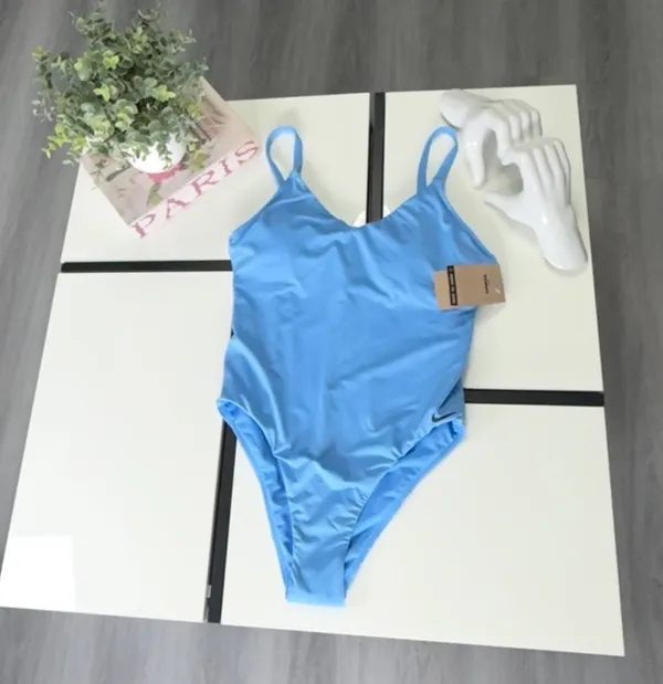 Nike Women’s Swim "Move to Zero" One-Piece Swimsuit - Light Blue - Size Large (L) - Image 7