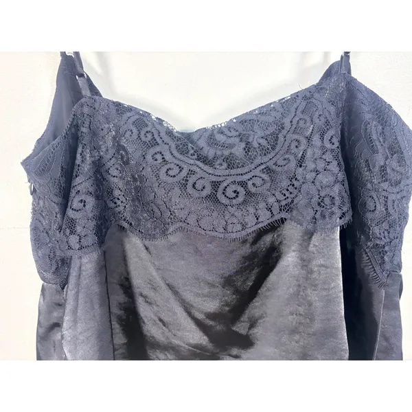 Vigoss Cami Top Womens Large Black New Lace Satin‎ Tie Front - Image 10