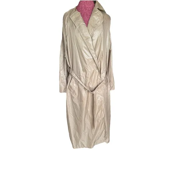 THE TOTES COAT Tan Button Up Midi Water Repellent Vintage Style One Size - Image 7