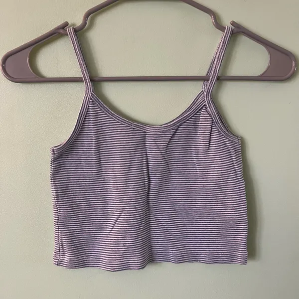 Brandy Melville Blue White Striped Skylar Cami Tank Top - Image 2