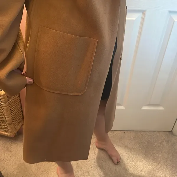 SheIn Tan Brown Collard Pocket Overcoat - Image 2