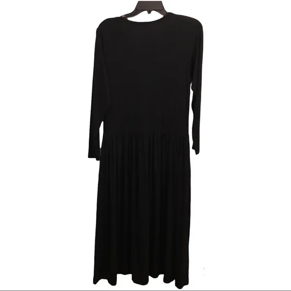 Nordstrom the Catalog Pleated‎ Babydoll Shoulder Pad Maxi Dress Black Small - Image 2