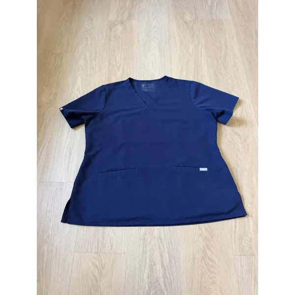 Figs Women's Casma Three-Pocket Scrub Top V-neck Size XLarge Navy Blue Medical - Image 6
